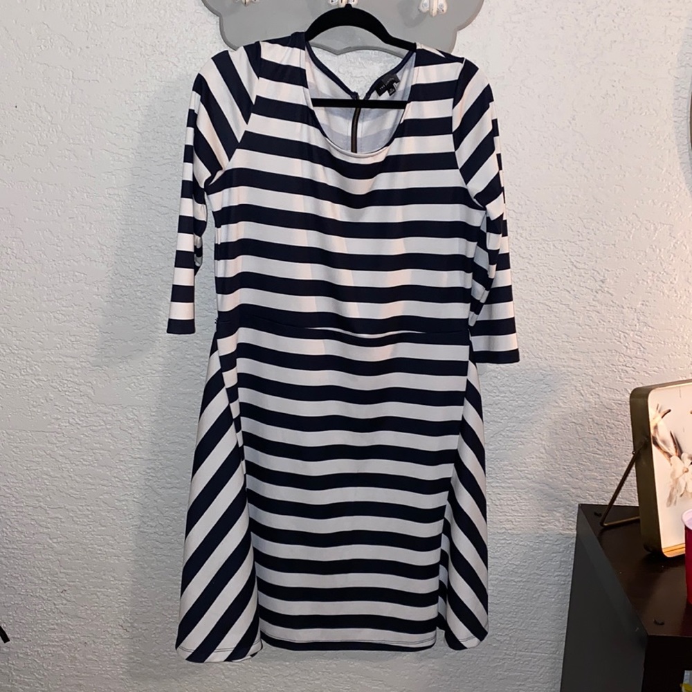 The Limited navy & white striped skater dress. Size XL